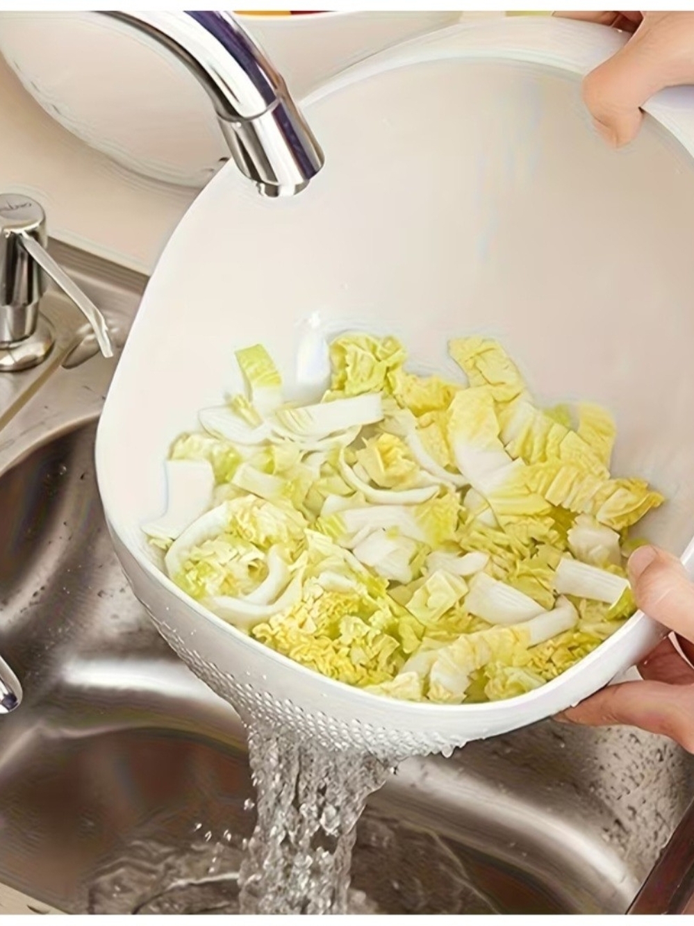 White Rice Rinse & Strain Bowl - Multi-Use Accessory - Picture 3 of 5